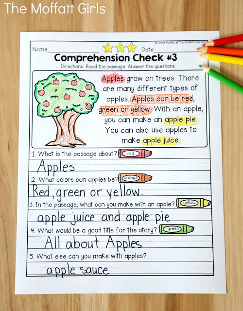 Reading Comprehension Checks for September in action! Build confidence in beginning and struggling readers with these Reading Comprehension Checks for September, while teaching students to find text evidence to support their answers.