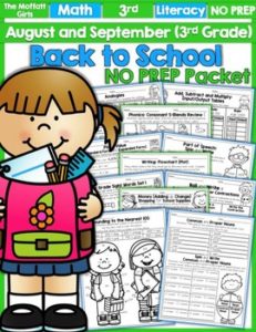 Back to School 3rd Grade NO PREP Packet