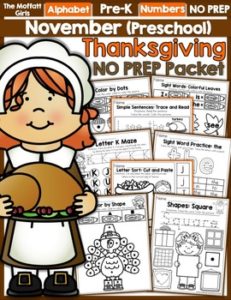 November Preschool NO PREP Packet