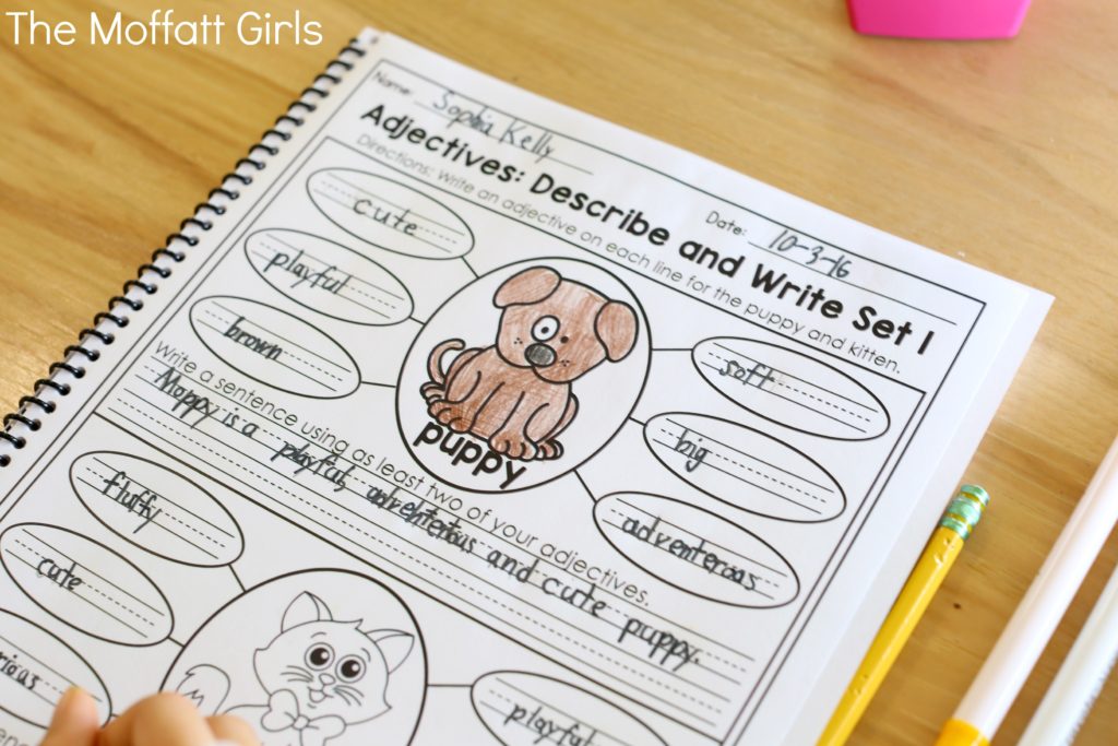 Teach adjectives in a fun and effective way with the Grammar and Language Arts NO PREP Packets for 2nd Grade!