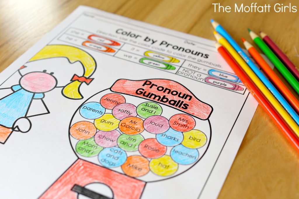 Color by Pronouns- Learning grammar couldn't be more fun with the 2nd Grade Language Arts and Grammar NO PREP Packets, filled with activities to teach nouns, adjectives, capitalization, dictionary skills, sentence structure and so much more!