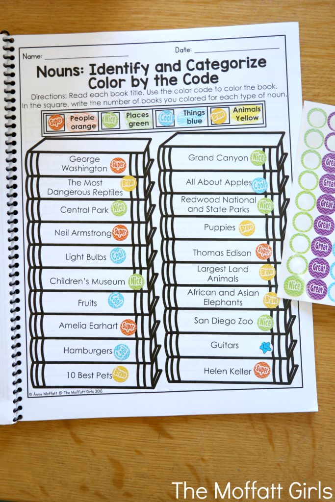 Teach nouns in a fun and effective way with the Grammar and Language Arts NO PREP Packet for 2nd Grade!