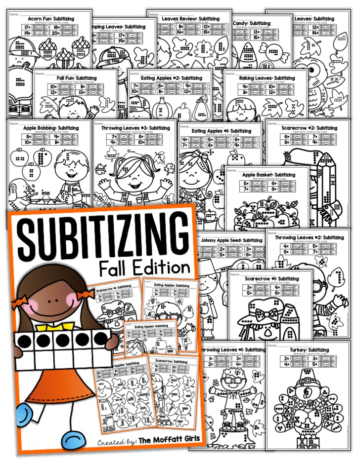 Help students master number concepts using common patterns and number combinations with the Subitizing Fall Edition NO PREP Packet. This is the perfect foundation for addition and subtraction.