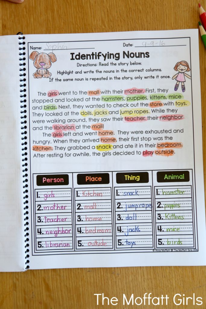 Teach nouns in a fun and effective way with the Grammar and Language Arts NO PREP Packet for 2nd Grade!