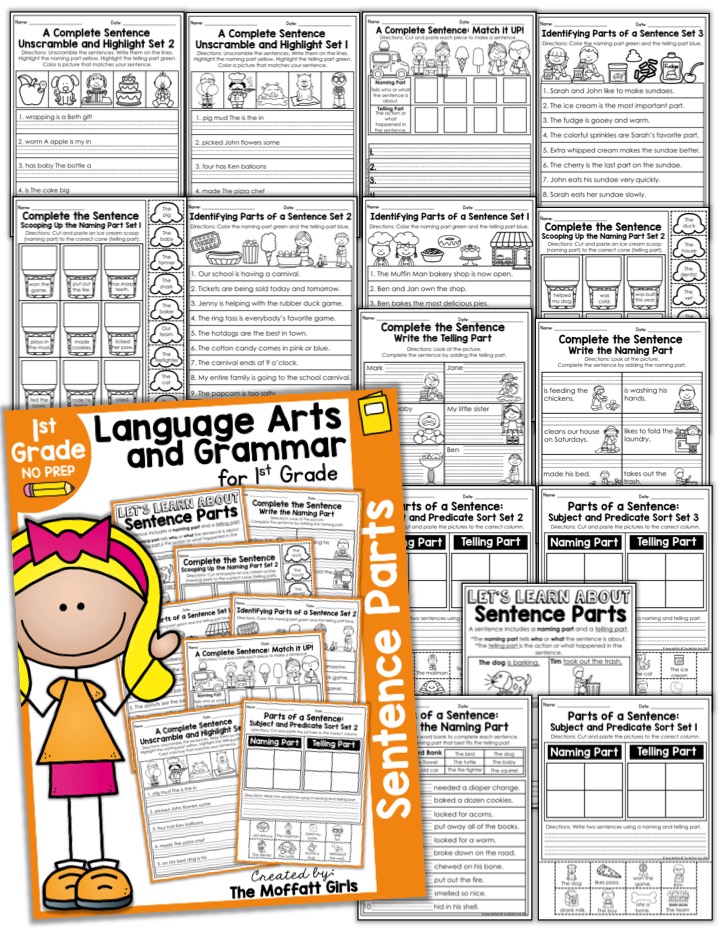 Sentence Parts- 1st Grade Language Arts and Grammar