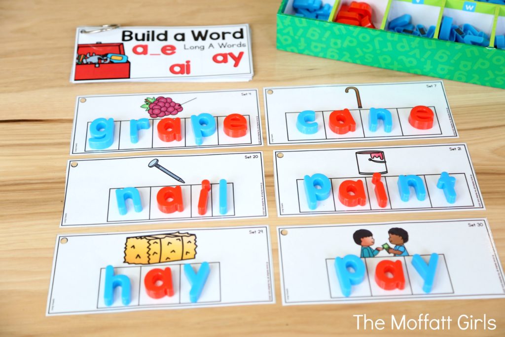 Build a Word Hands-On Spelling! Systematically move through phonics skills while boosting reading and spelling skills. The bundle includes CVC words, long vowels, blends, digraphs, trigraphs and more!