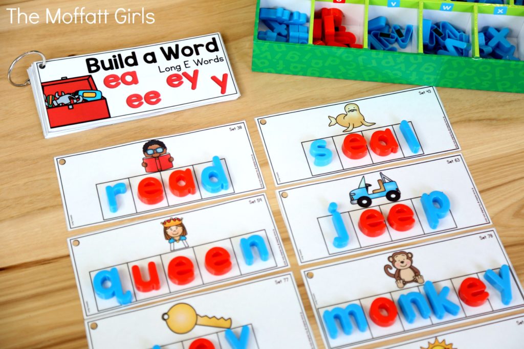 Build a Word Hands-On Spelling! Systematically move through phonics skills while boosting reading and spelling skills. The bundle includes CVC words, long vowels, blends, digraphs, trigraphs and more!