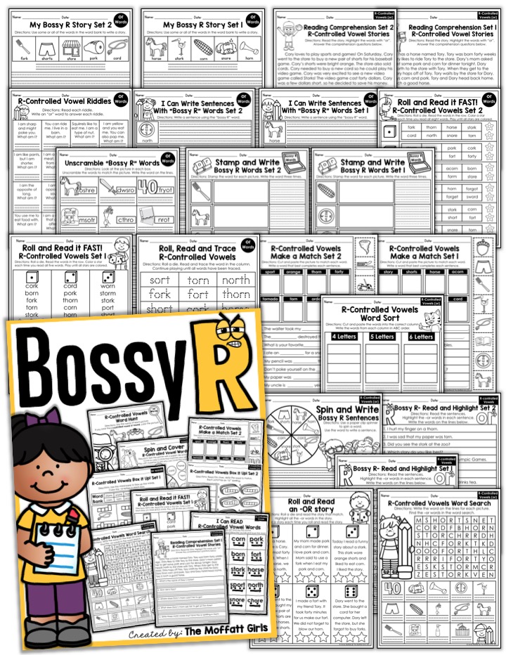 Bossy R words can be tricky for beginning readers to learn. These NO PREP packets teach r-controlled vowels in a variety of ways!