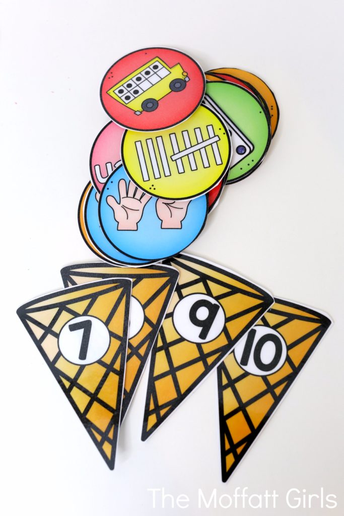 Ice Cream Number Sorting- Sort dice, tally marks, ten frames, number words and other objects in this hands-on number sorting activity! Perfect for Kindergarten!