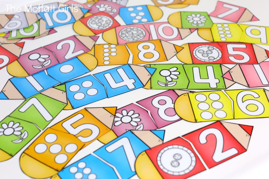 Number Puzzles- Count the objects and find the matching number. Fun Kindergarten Math activity!