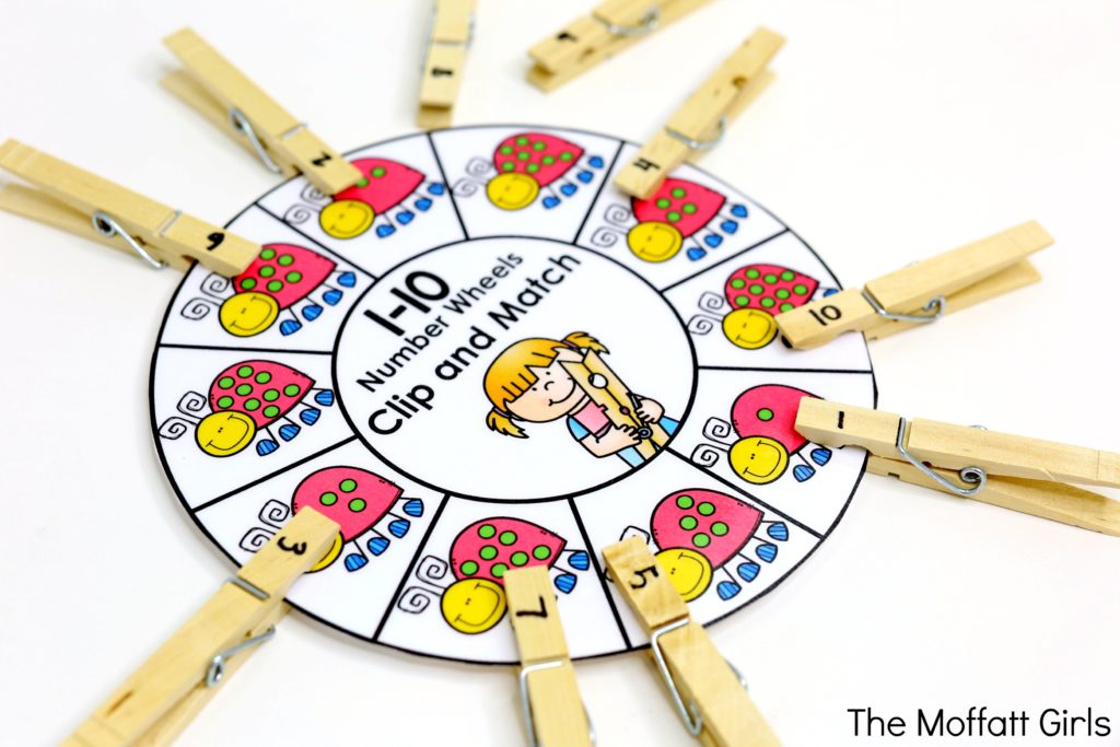 Number Wheels- Count and match a clip. Kindergarten math made fun!
