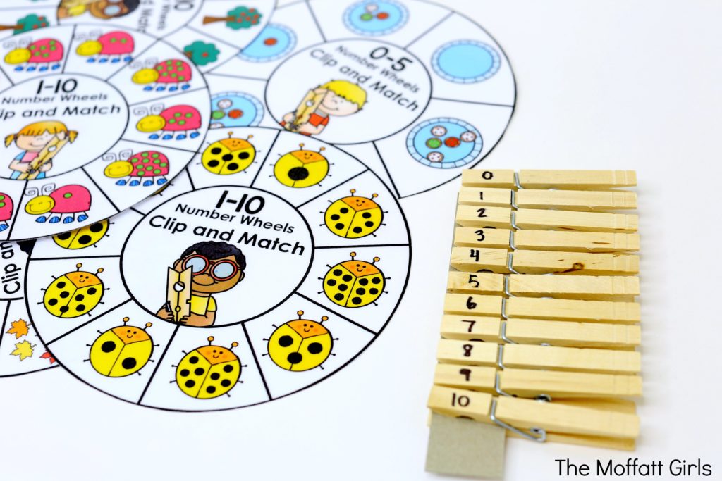 Number Wheels- Count and match a clip. Kindergarten math made fun!