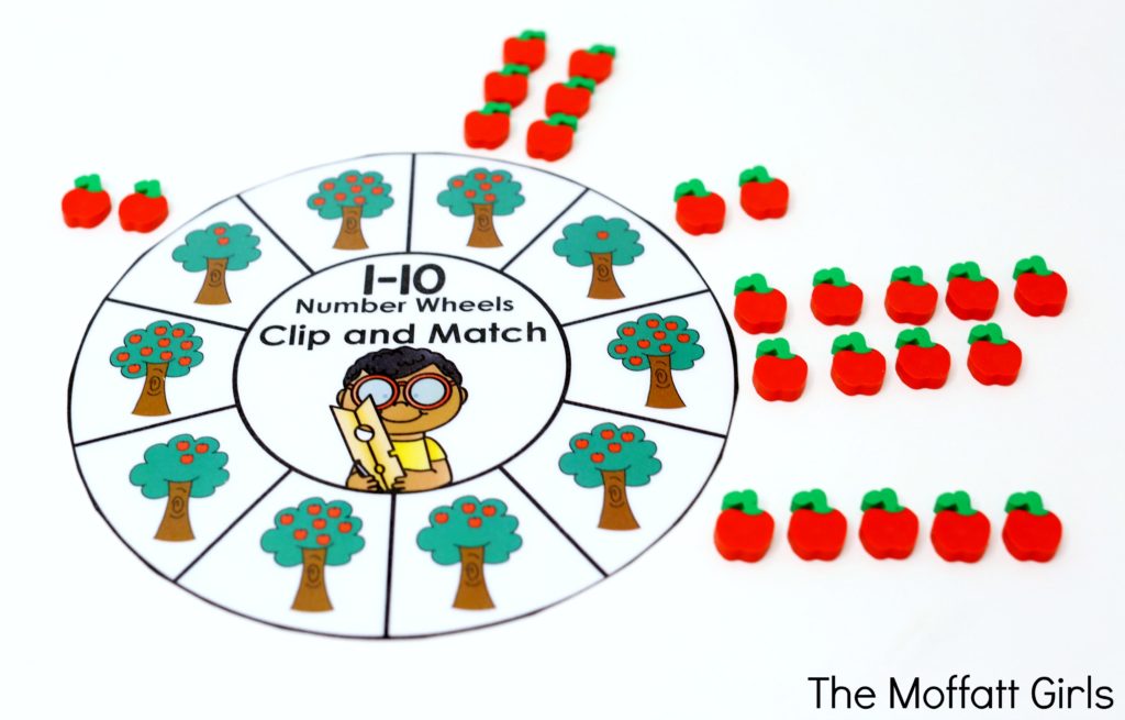 Number Wheels- Count and match a clip. Kindergarten math made fun!