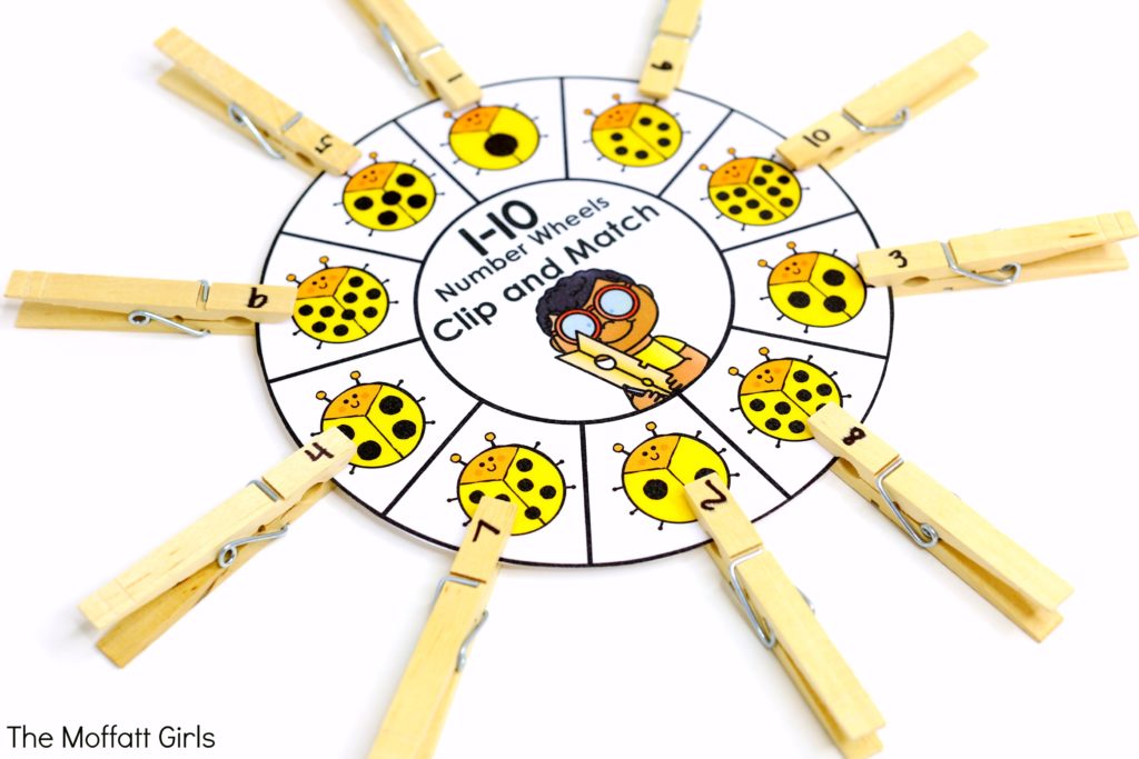 Number Wheels- Count and match a clip. Kindergarten math made fun!