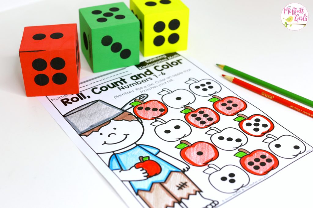 Roll and Count a matching number- fun Kindergarten activities to help students master numbers 1-10!