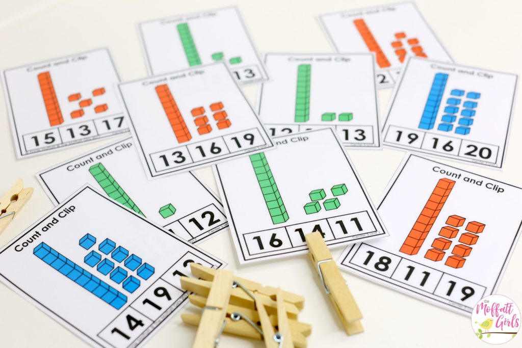 Count and Clip with teen numbers. Kindergarten Math Made Fun!
