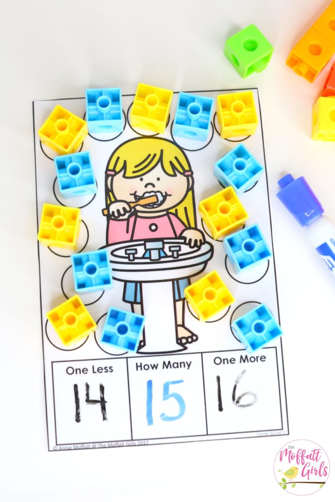 One More and One Less with teen numbers- Such a fun math center for Kindergarten!