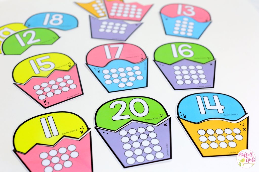 Count and Match Cupcakes with teen numbers. Count the dots and find the matching number. Kindergarten Math Made Fun!
