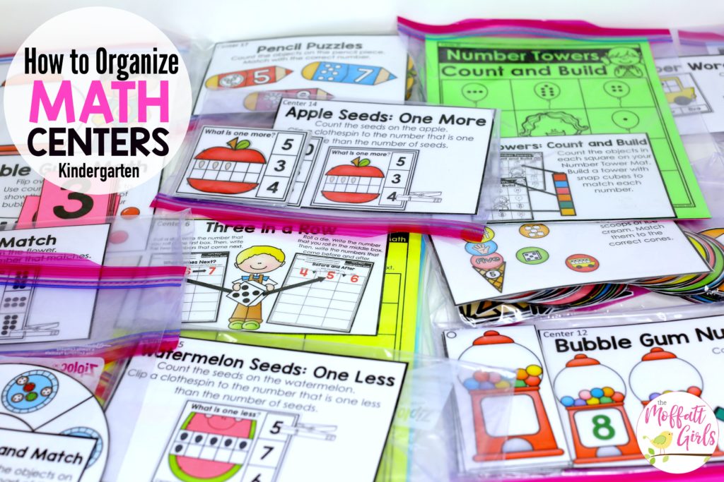 Simple way to organize math centers and materials for Kindergarten!