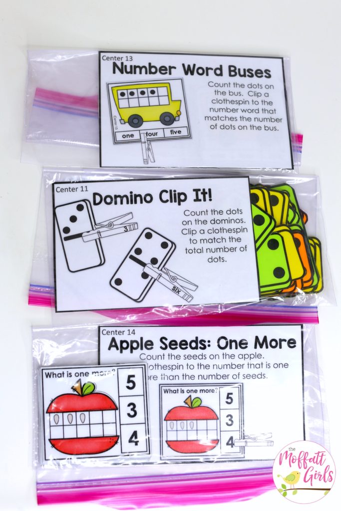 Simple way to organize math centers and materials for Kindergarten!