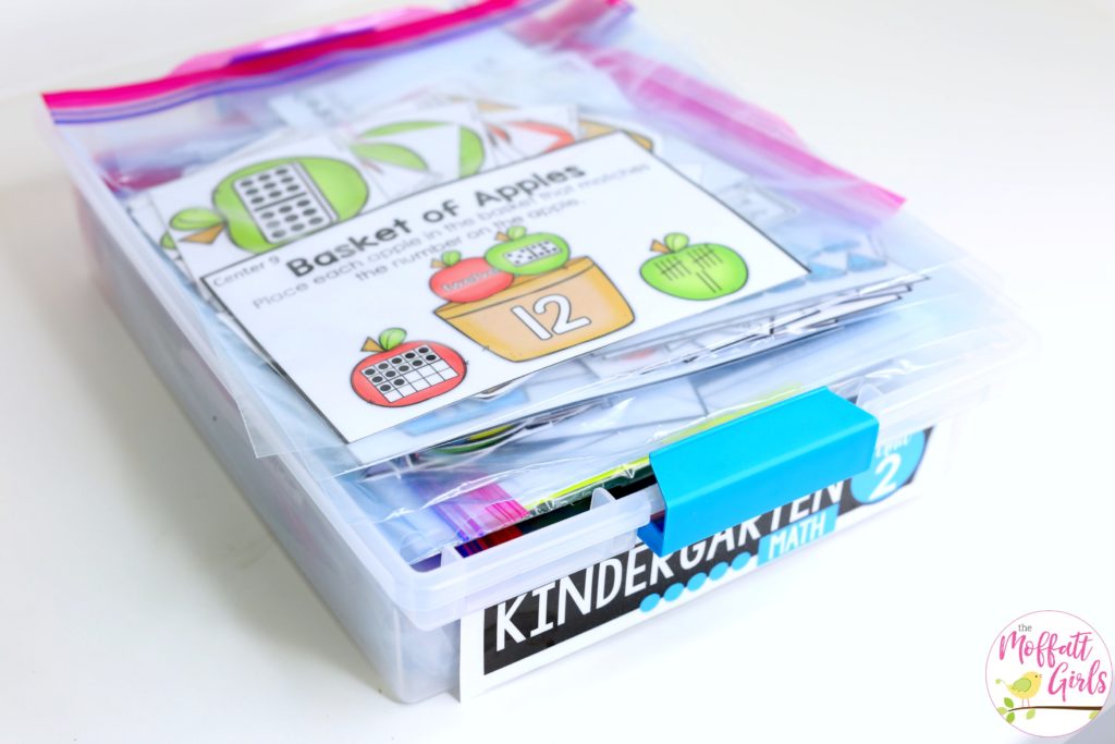 Simple storage idea for math centers to keep classroom materials organized!