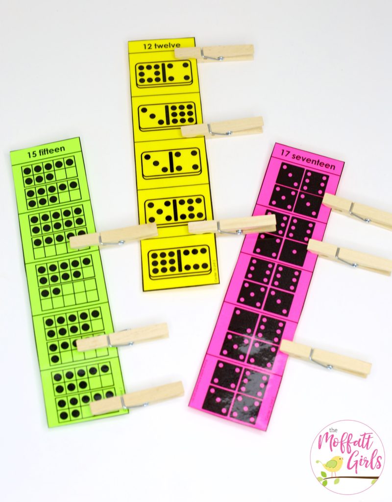 Teen Numbers Count and Clip- Count the numbers in the box and clip it if the number matches the teen number at the top. Fun math center for Kindergarten!