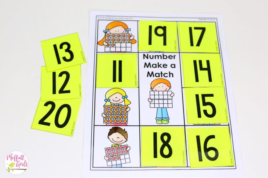 Number Make a Match- A fun teen number activity for Kindergarten. Count the dots on the ten frames and find the matching number.