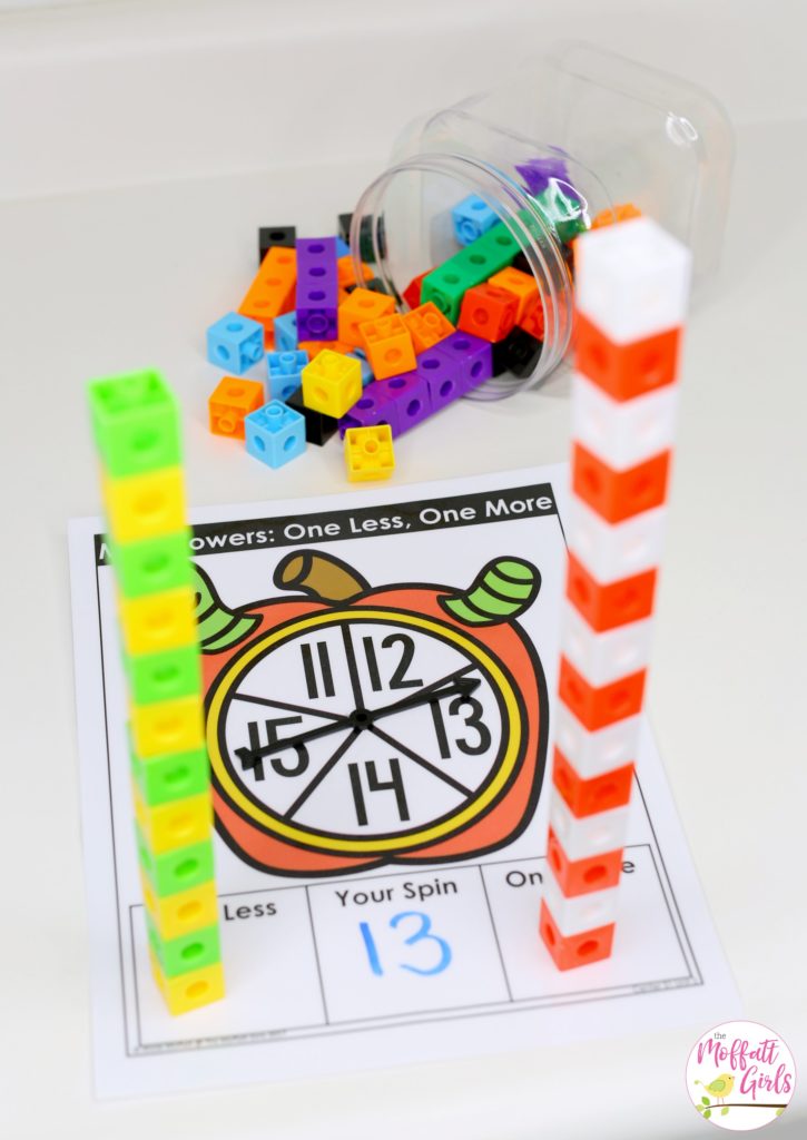 Math Towers: One Less, One More- Such a FUN math game for kindergarten to learn teen numbers!