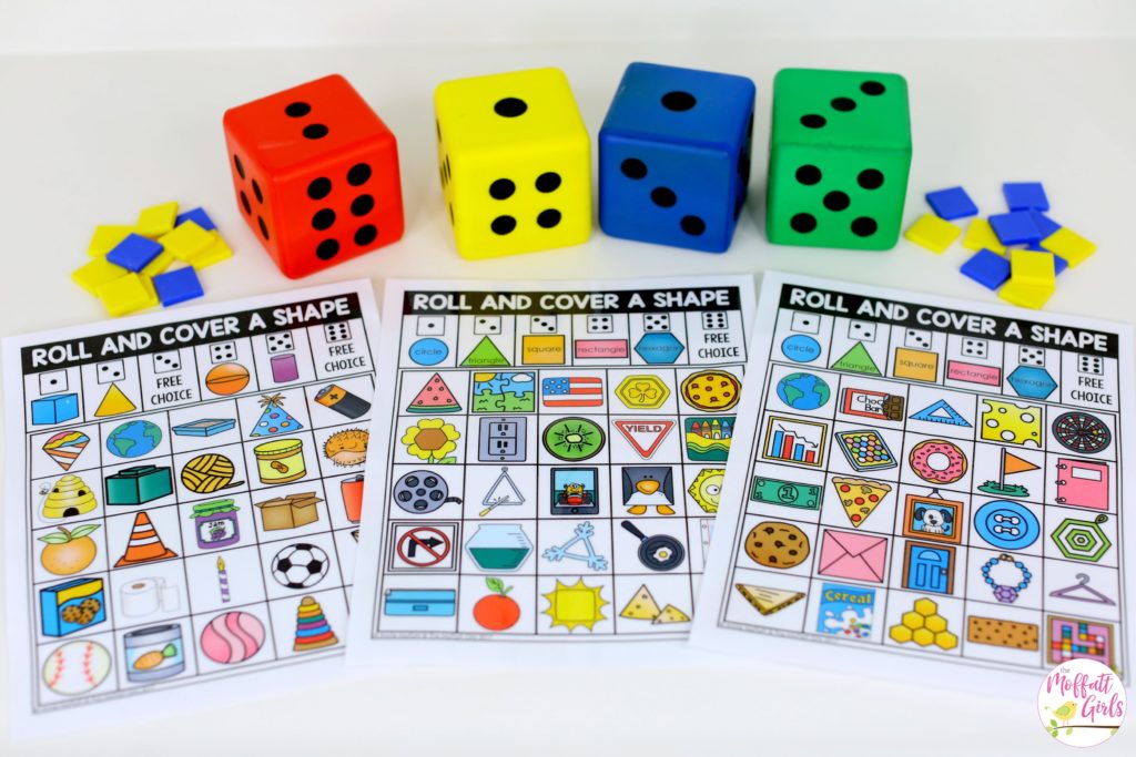 Kindergarten Math, Kindergarten, Shapes, Common Core Math, Roll and Cover, Math Games