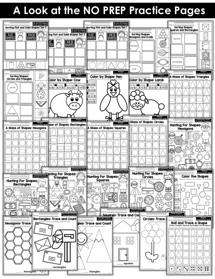 Shape Worksheets, Kindergarten Math, Shapes, Common Core