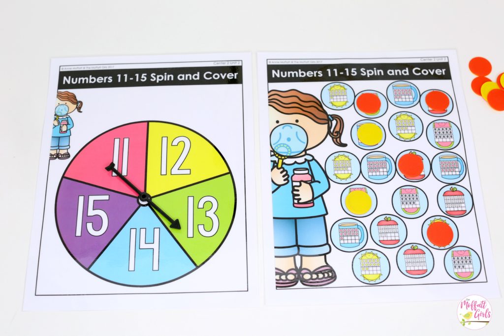 Spin and Cover- Such a fun math game to teach teen numbers in Kindergarten!