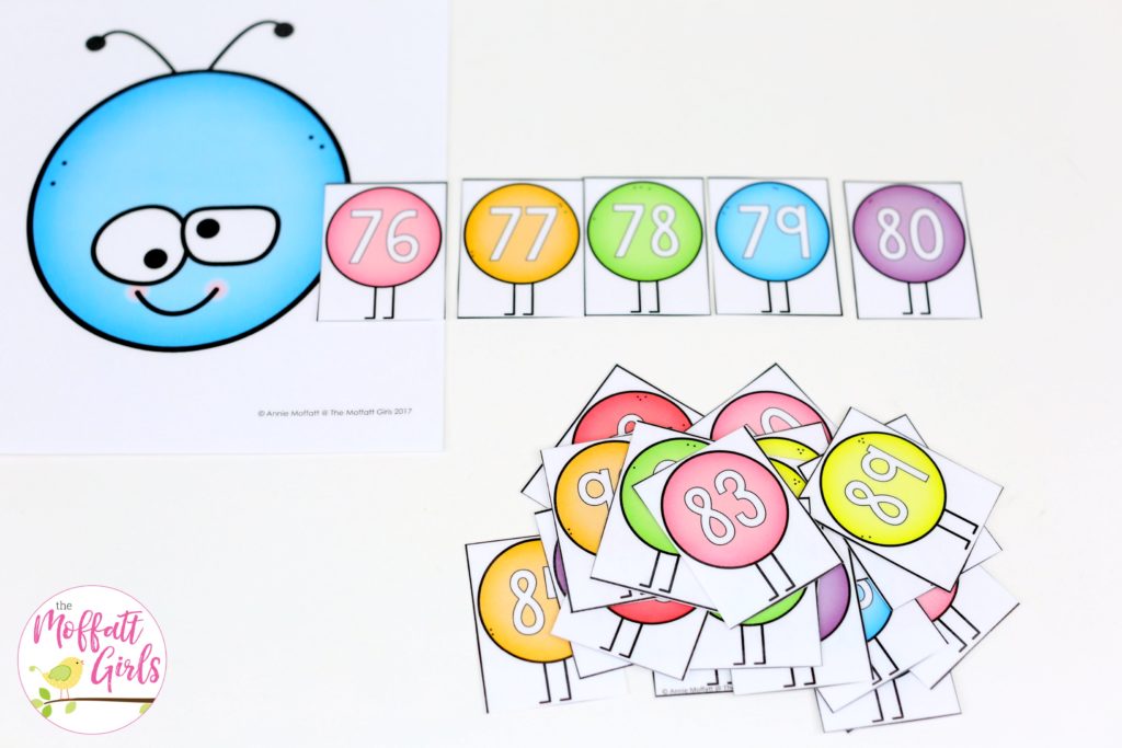 Growing Number Caterpillar- Counting to 100 with fun hands-on math centers for Kindergarten! Teach skip counting by tens, number order, number recognition and more!