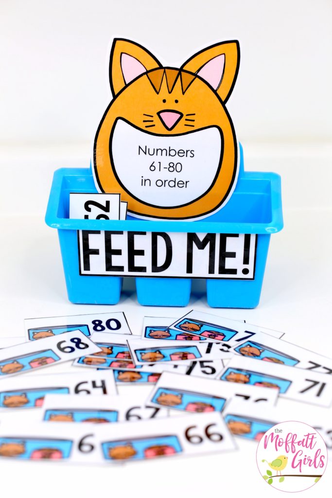 Feed Me Numbers- Counting to 100 with fun hands-on math centers for Kindergarten! Teach skip counting by tens, number order, number recognition and more!