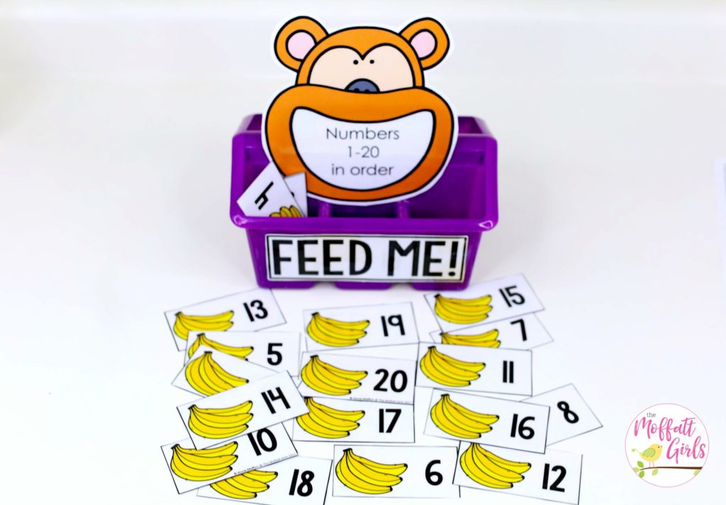 Feed Me Numbers- Counting to 100 with fun hands-on math centers for Kindergarten! Teach skip counting by tens, number order, number recognition and more!