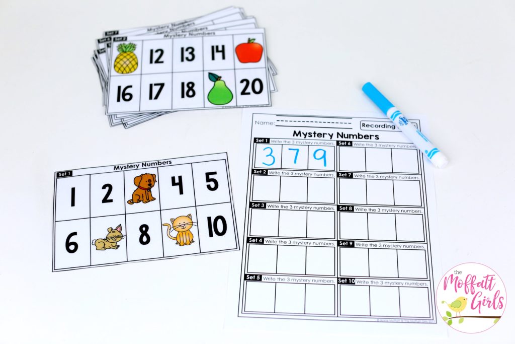 Mystery Numbers 1-100: Counting to 100 with fun hands-on math centers for Kindergarten! Teach skip counting by tens, number order, number recognition and more!
