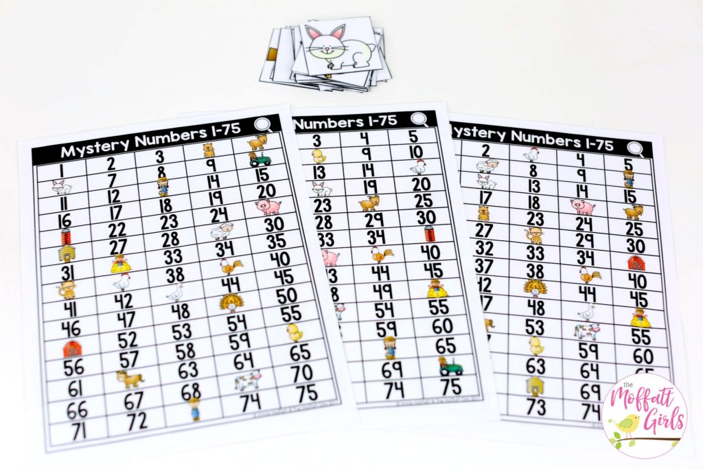 Mystery Numbers 1-100: Counting to 100 with fun hands-on math centers for Kindergarten! Teach skip counting by tens, number order, number recognition and more!
