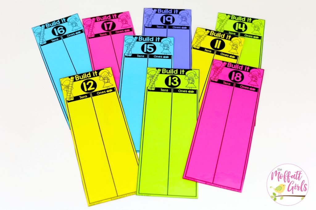 Build It- such a fun place value math center to teach tens and ones! Teach base ten math with these hands-on math centers for Kindergarten!