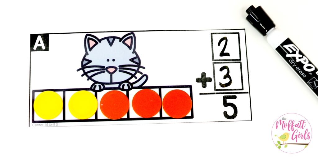 Fill it, Spill it, Add it- such a fun math game! Plus, MORE hands-on addition math centers for Kindergarten! Teach basic addition in a variety of ways that help students build math skills.