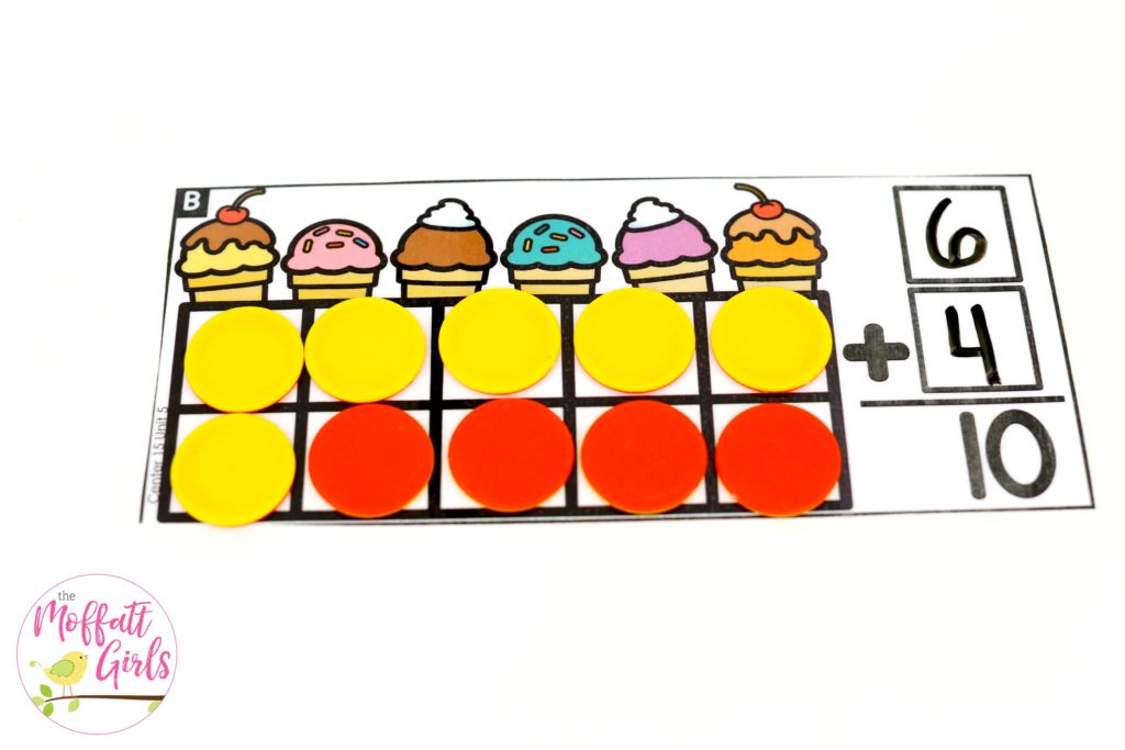 Fill it, Spill it, Add it- such a fun math game! Plus, MORE hands-on addition math centers for Kindergarten! Teach basic addition in a variety of ways that help students build math skills.