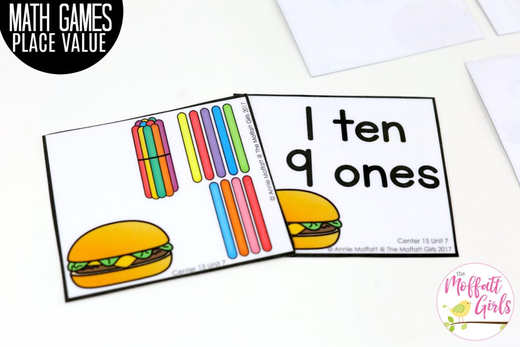Place Value Memory Game- Fun place value math center to teach tens and ones! Teach base ten math with these hands-on math centers for Kindergarten!
