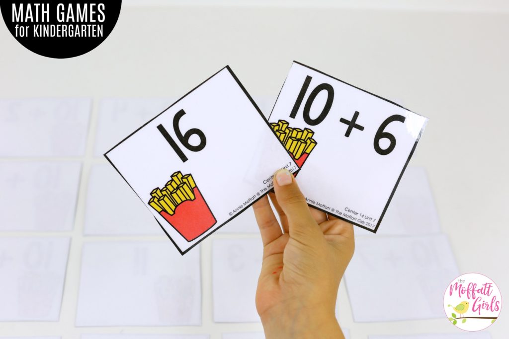 Place Value Memory Game- Fun place value math center to teach tens and ones! Teach base ten math with these hands-on math centers for Kindergarten!