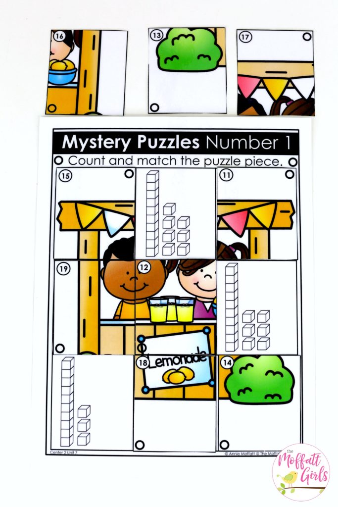 Mystery Puzzles- such a fun place value math game! Teach base ten math with these hands-on math centers for Kindergarten!