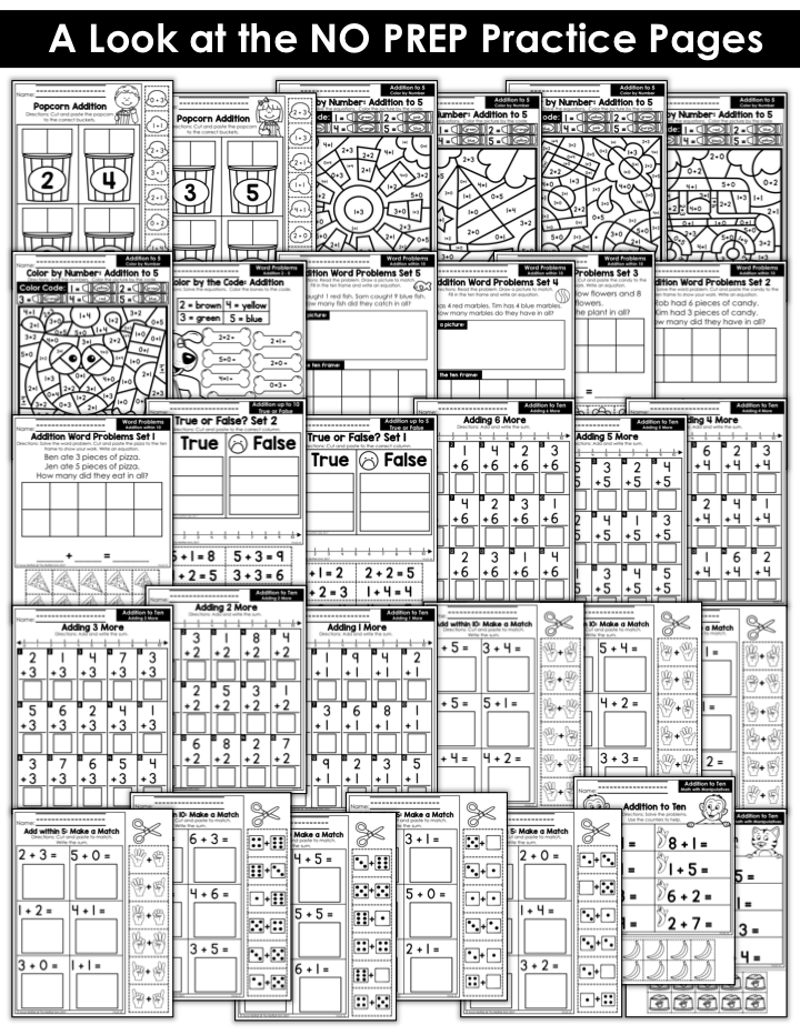 Hands-on addition math centers and worksheets for Kindergarten! Teach basic addition in a variety of ways that help students build math skills and meet state standards!