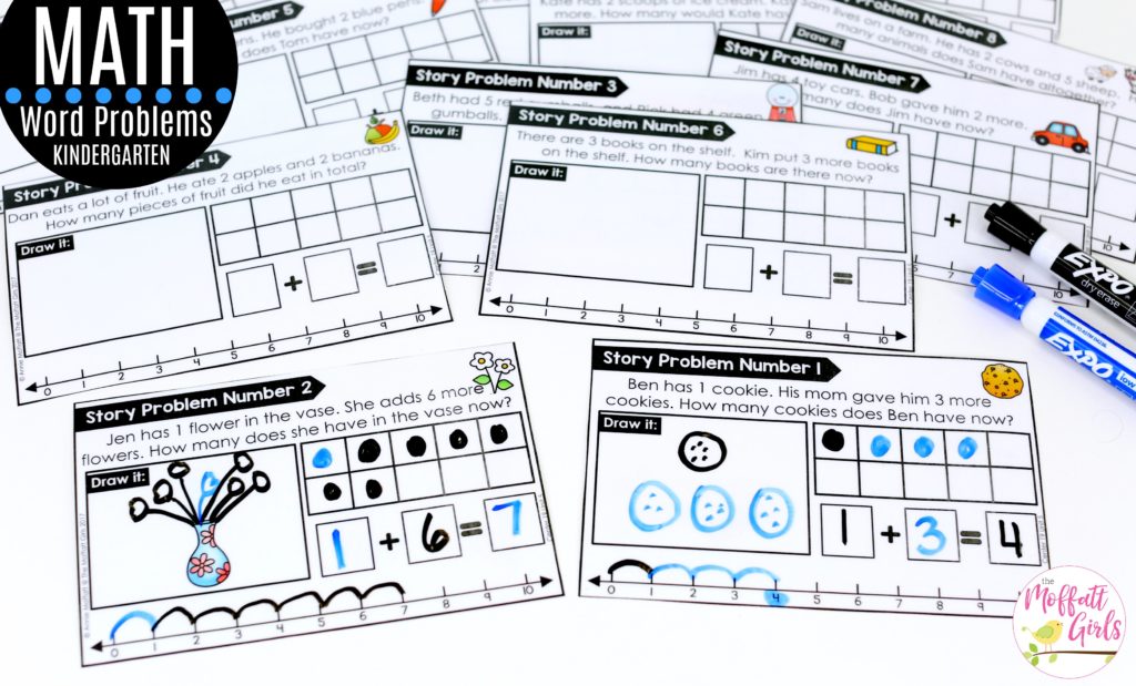 Addition Word Problems! Plus, MORE hands-on addition math centers for Kindergarten! Teach basic addition in a variety of ways that help students build math skills.