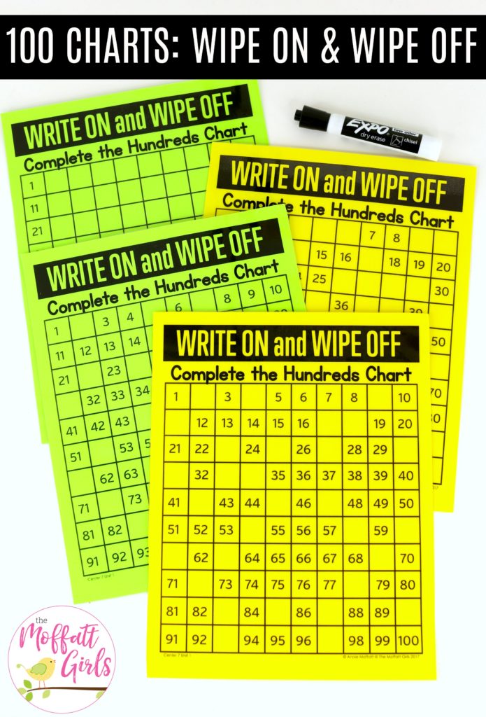 Write on and Wipe off Up to 100: This fun 1st Grade Math activity helps students count numbers up to 120 in a hands-on way!
