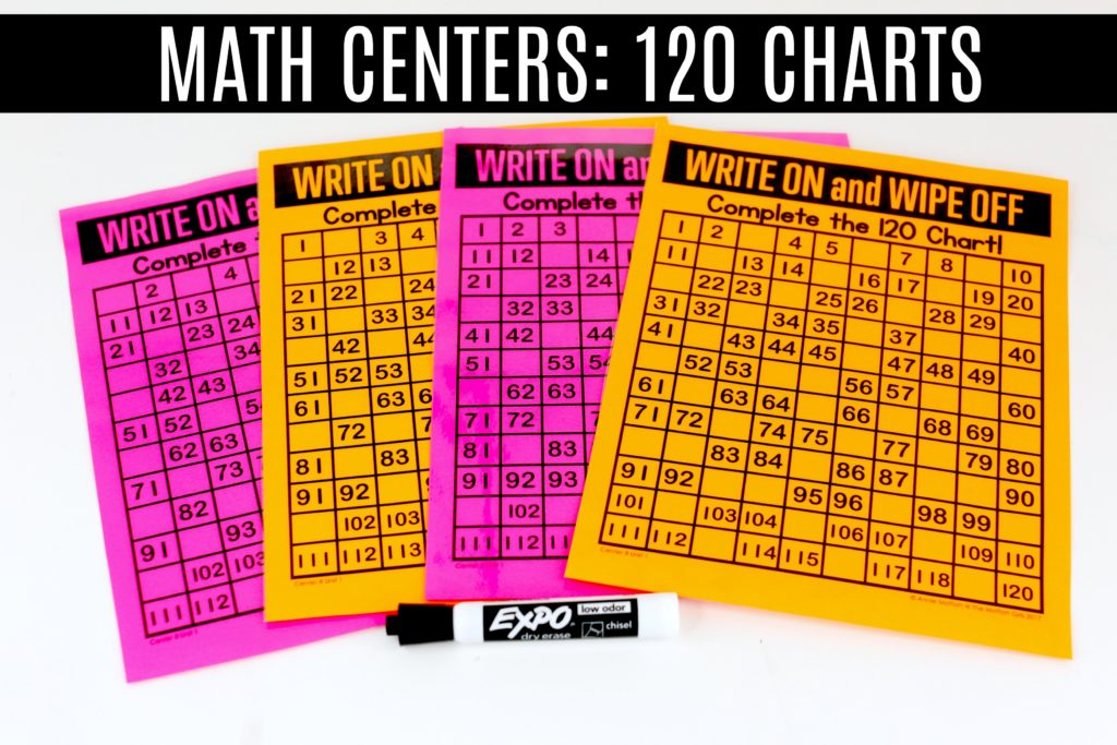 Write on and Wipe off Up to 120: This fun 1st Grade Math activity helps students count numbers up to 120 in a hands-on way!