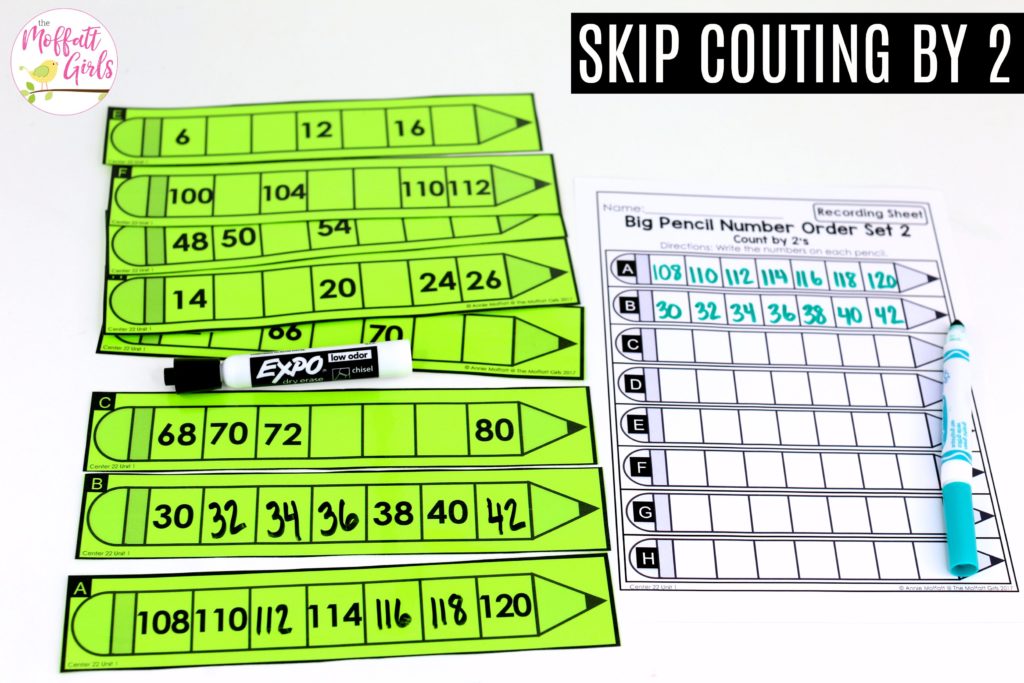 Big Pencil Number Order Set 2: This fun 1st Grade Math activity helps students count numbers up to 120 in a hands-on way!