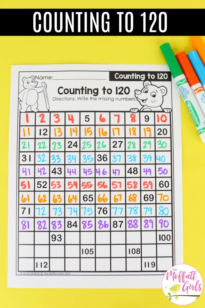 These fun 1st Grade Math activities help students count numbers up to 120 in a hands-on way!