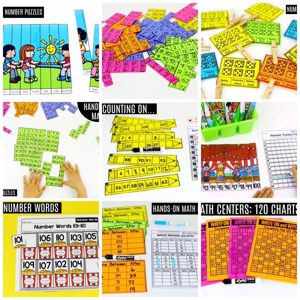 These fun 1st Grade Math activities help students count numbers up to 120 in a hands-on way!