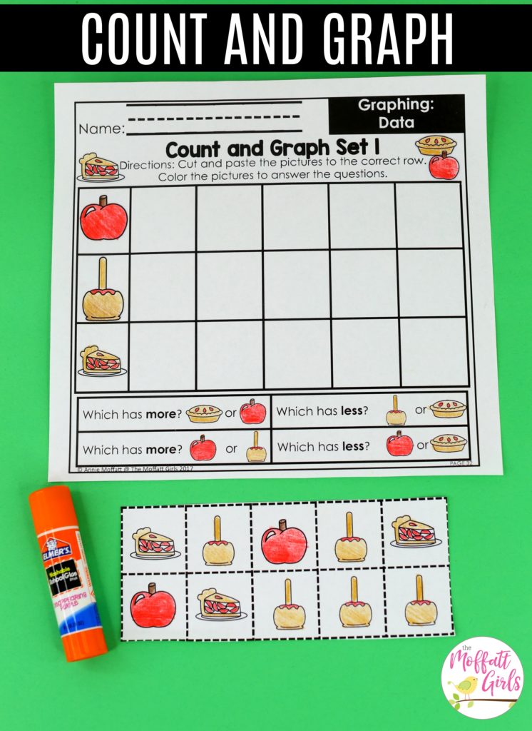 These fun Kindergarten Math NO PREP pages help students measure items and analyze data in a hands-on way!
